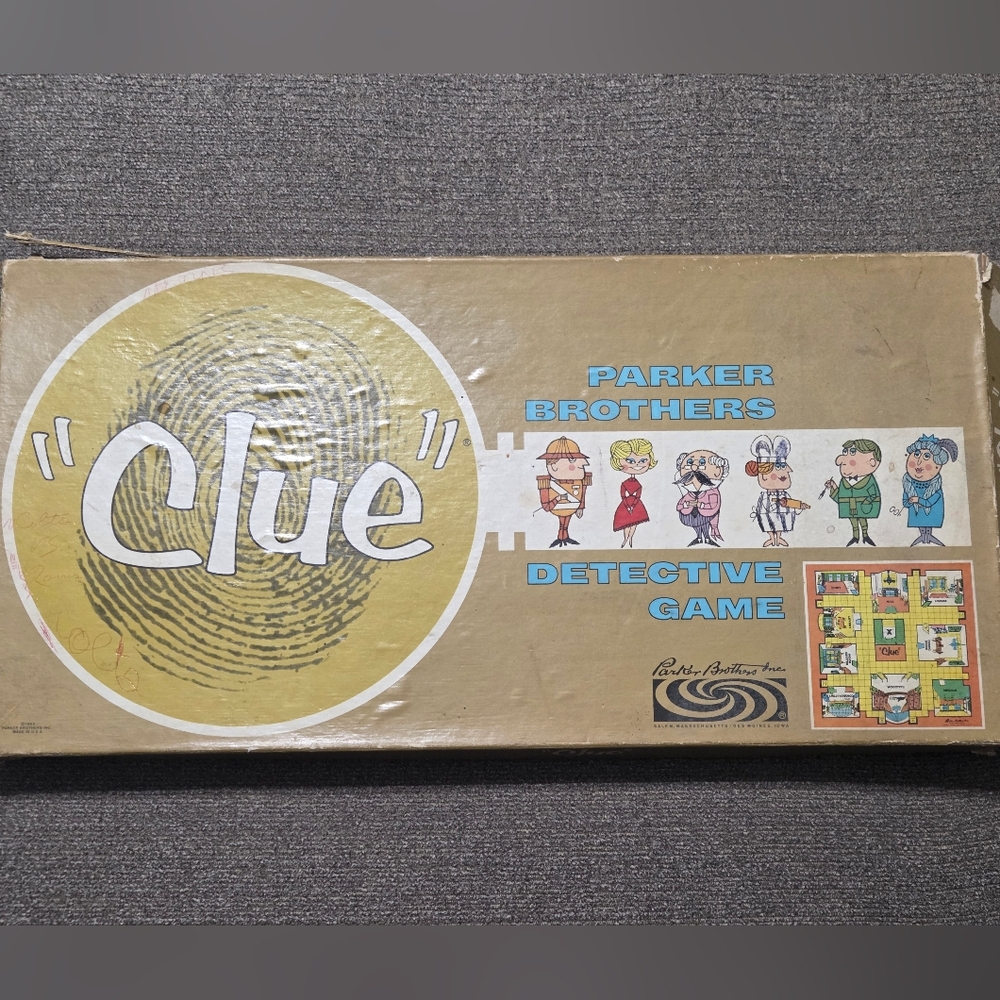 Vintage Antique Parker Brothers 1960s Clue Detective Board Game INCOMPLETE